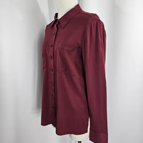 Universal Standard Wren Burgundy Eco Pocket Button Front Top Women's Size XS NWT - Picture 4 of 15